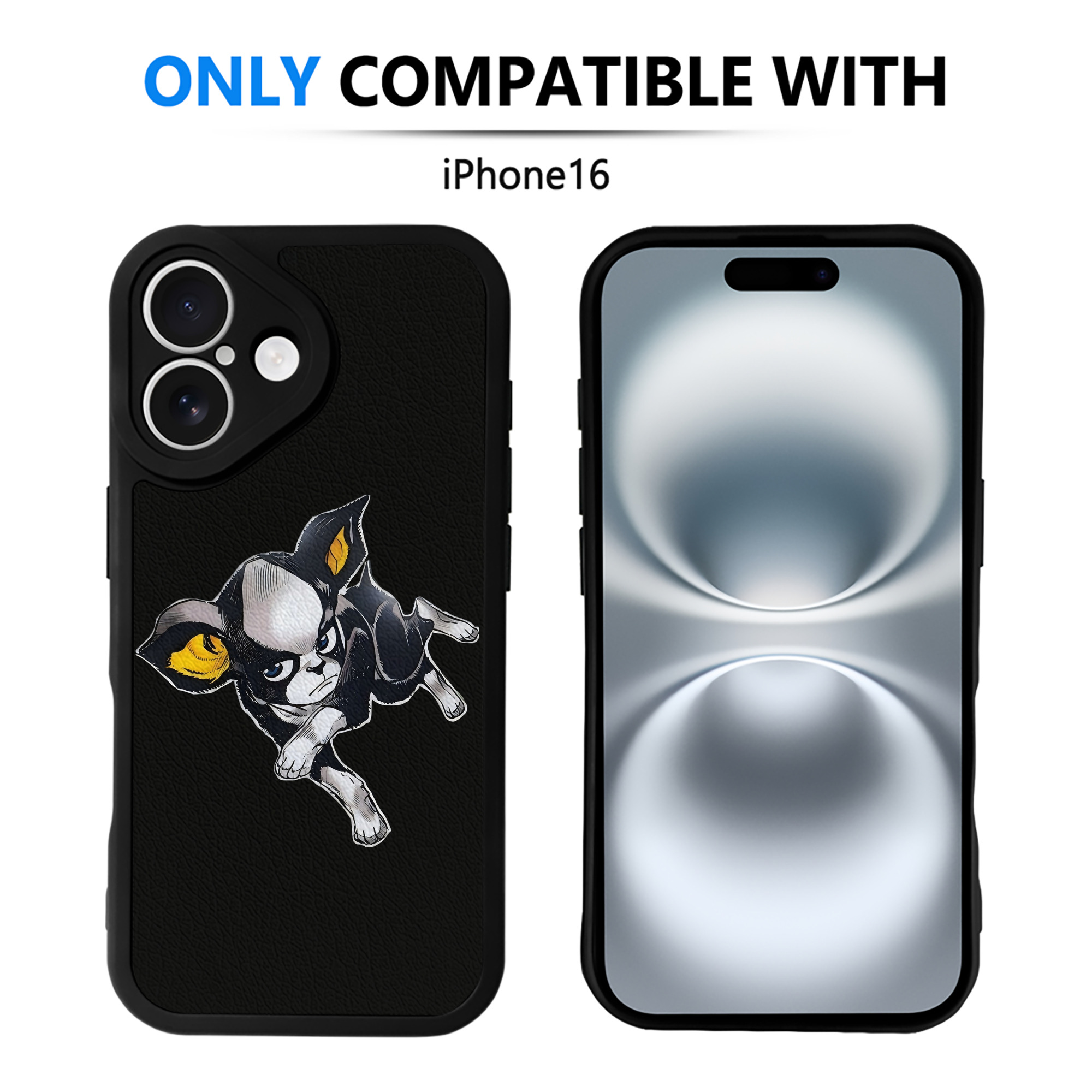 （画像用） ジョジョの奇妙な冒険 イギー JoJo's Bizarre Adventure Iggy 【iPhone 16シリーズ対応】シリコンスマホケース（レザー調） 材質：シリコン